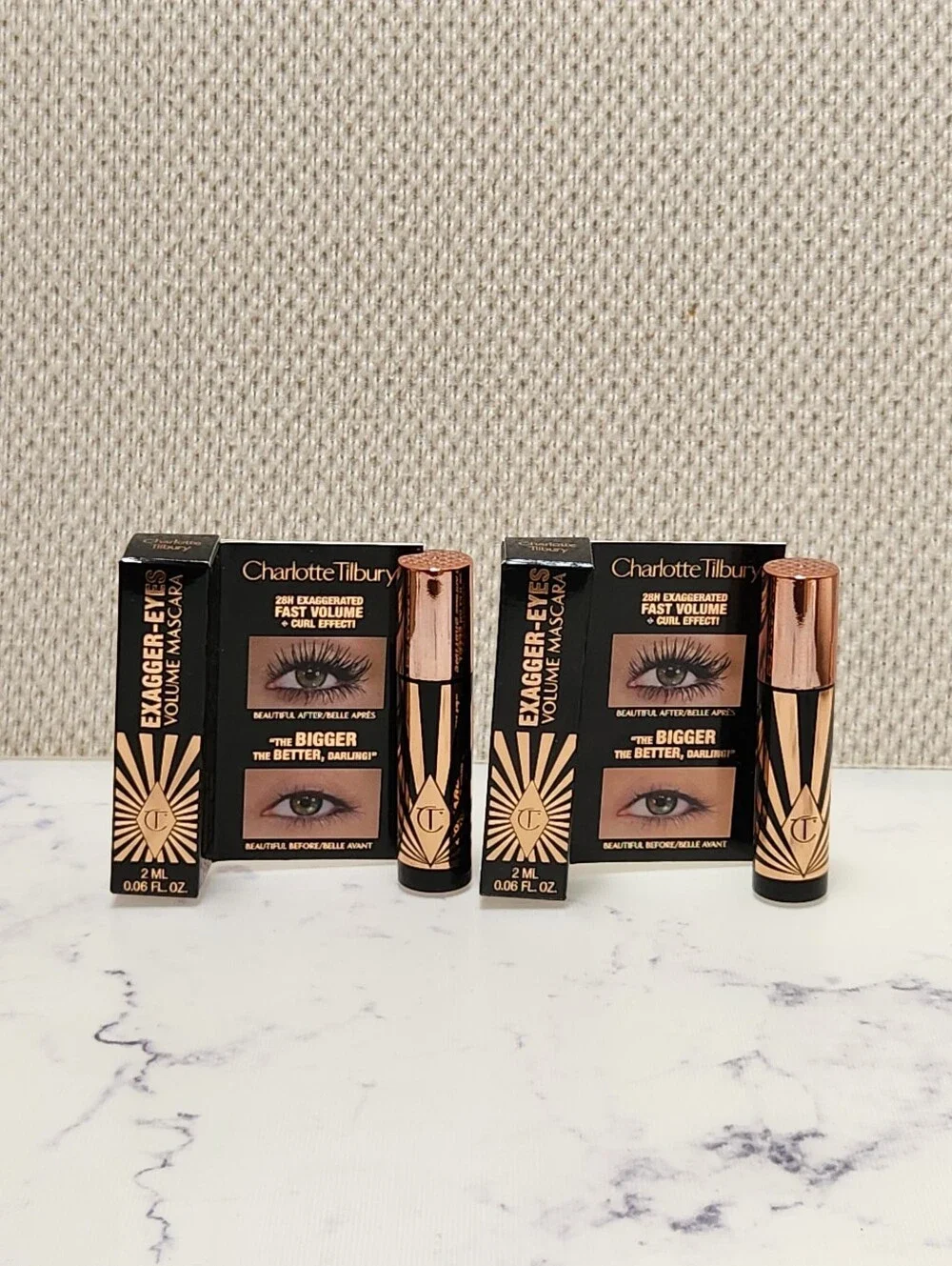 2 Charlotte Tilbury Exagger-Eyes Volume Mascara Mini Size .06 oz
